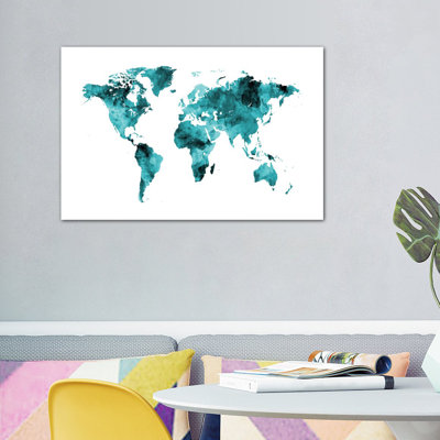 " Shades Of Teal (w/o Antarctica) " by Michael Tompsett Graphic Art