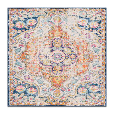 Beverly Oriental Orange/Blue/Cream Area Rug