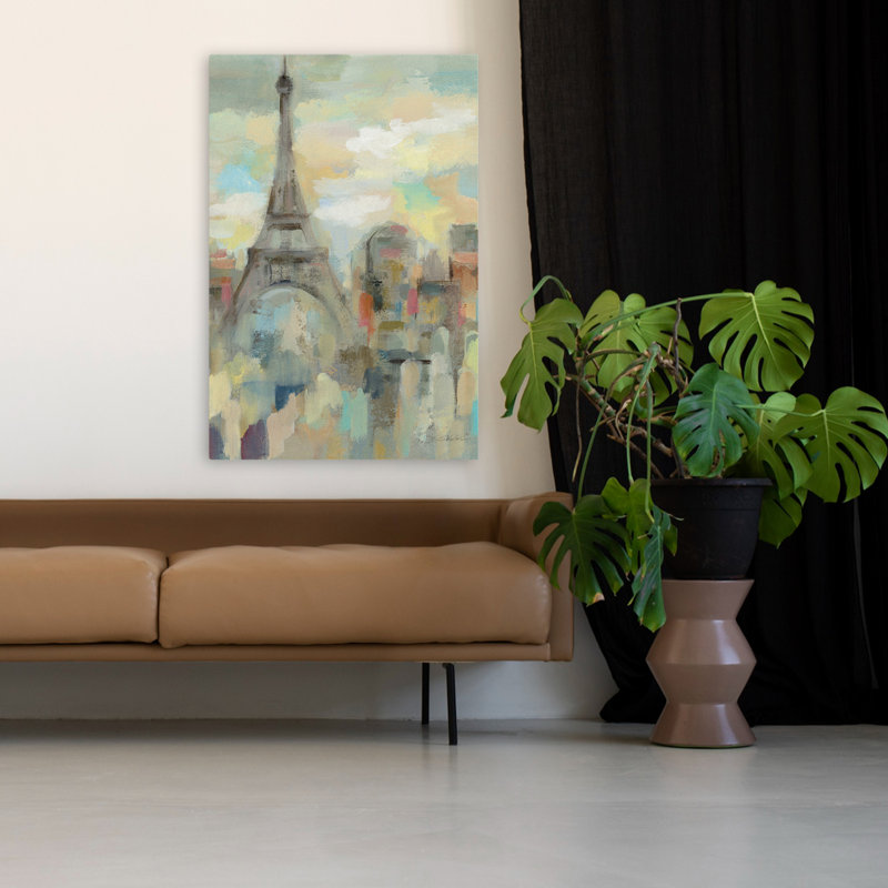 Paris Impression - Abstrait bleu paysage urbain Tour Eiffel, H 48 po x l 32 po