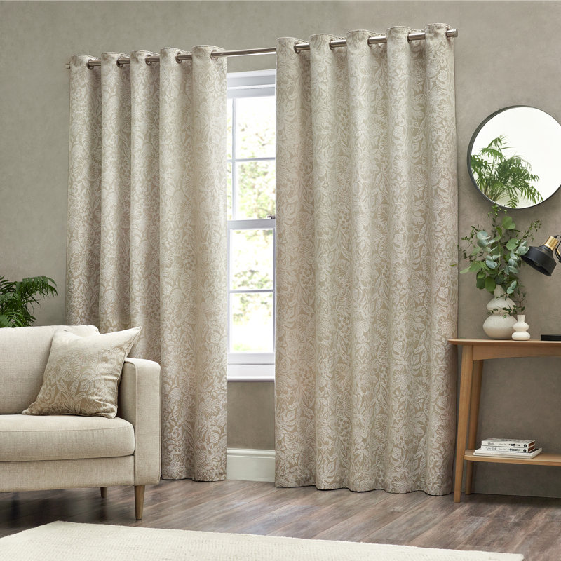 Bali Room Darkening Curtain Pair, 168 W x 137 D cm, Beige