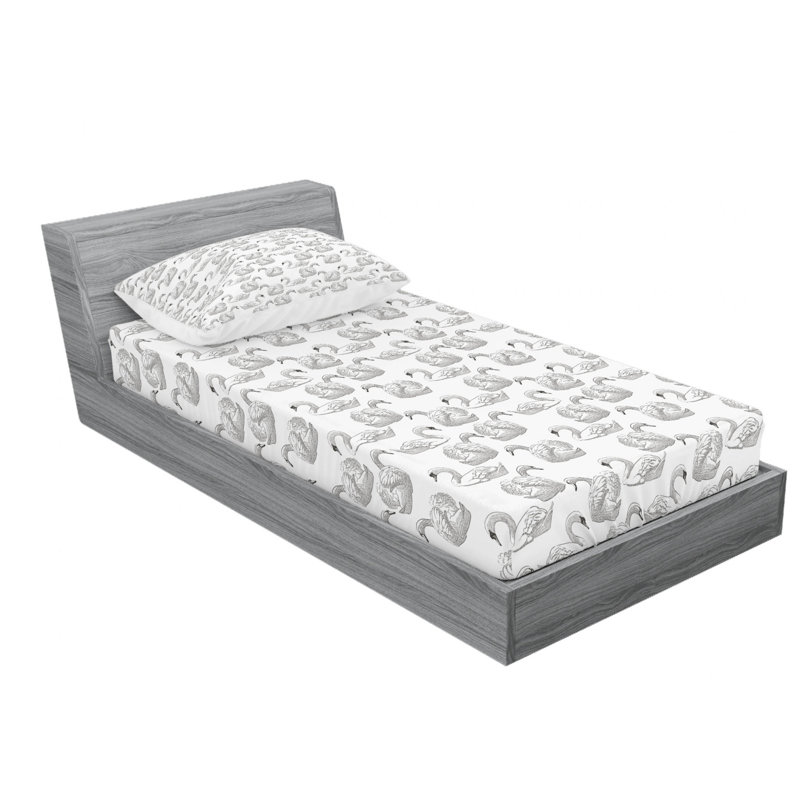 Swan Microfiber Sheet Set, Twin XL Sheet Set with Fitted Sheet