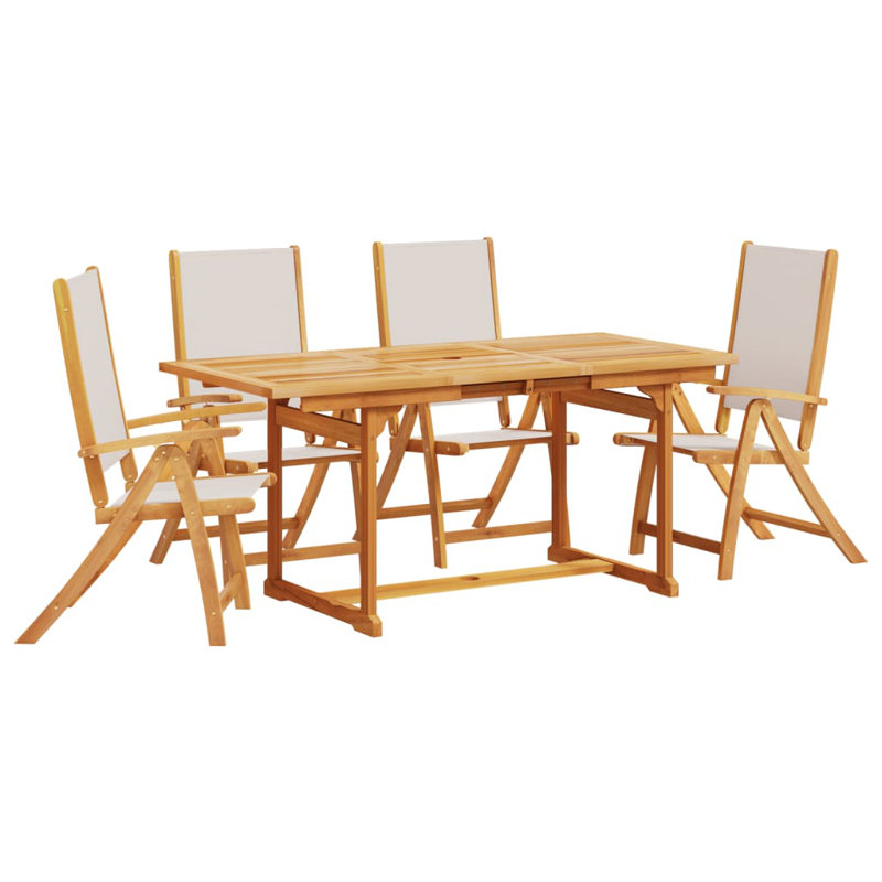 4 - Person Wood Patio Dining Set with Rectangular Table , Cushions Included, White