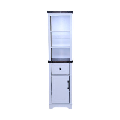 Armoire de rangement pour plusieurs pièces, grande tour en lin avec tablettes réglables, tiroir, plateau en noyer noir blanc, armoire au design élégant, divers espaces, entretien facile