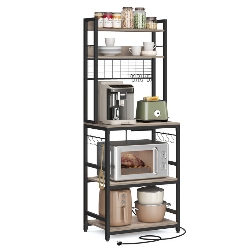 Akeelah 24" Metal Baker's Rack, Greige/Ink Black