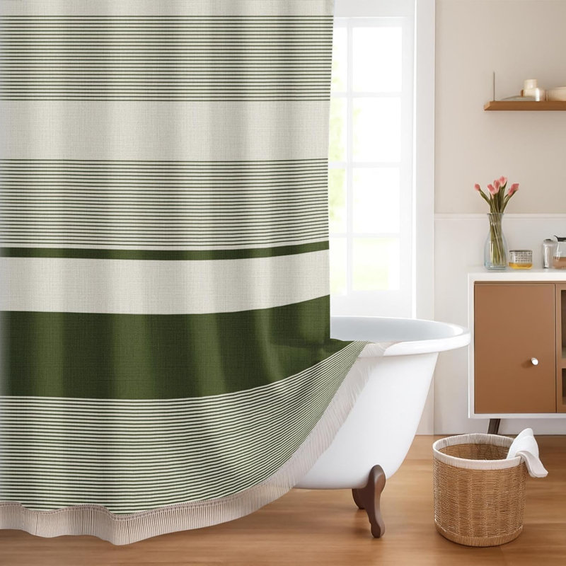 Ensemble de rideau de douche Boho Farmhouse, Vert