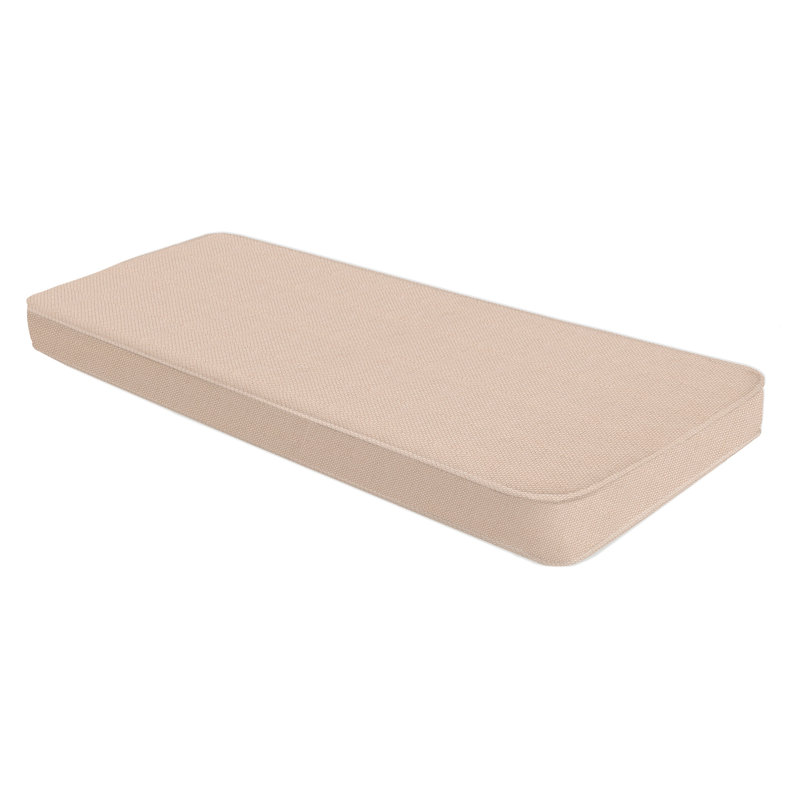 3" H Custom Bay Window Bench/Window Seat Cushion, 75D High-Resilience Foam, Indoor/Outdoor Use, Beige, 62" W x 22" D