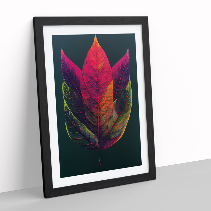 Leaves Painted No.3 - Framed Print, Black, 64cm H x 46cm W x 2cm D