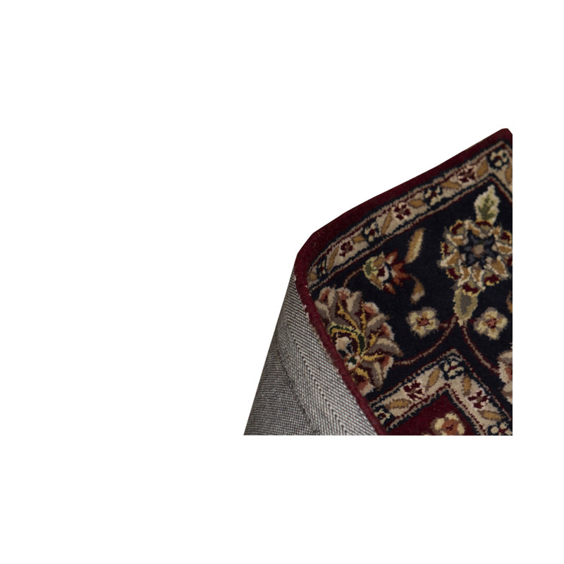 Tapis bleu marine / rouge / beige de haute qualité noué à la main