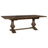 Forli The Wexford Oak Dining Table| 1-1/2" Top with Carved Bulbous Pedestals and 122" Extendable Length