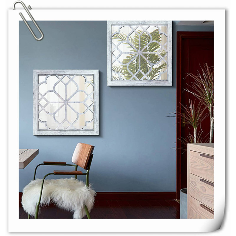 Ensemble de 2 décorations murales, Blanc, H 1 po x l 16 po x P 16 po