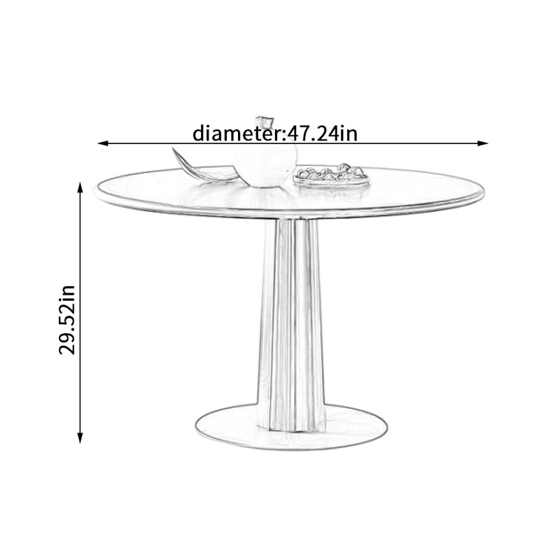 Howat Round Dining Table, Black, Black, 47.24" W x 47.24" L
