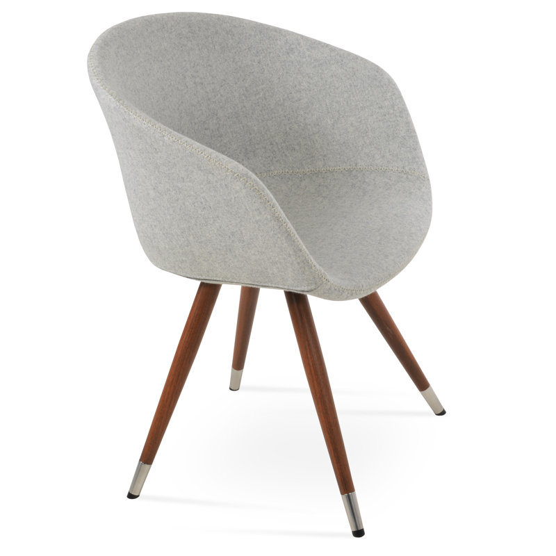Fauteuil Tribeca, Laine argentée, Noyer / acier poli