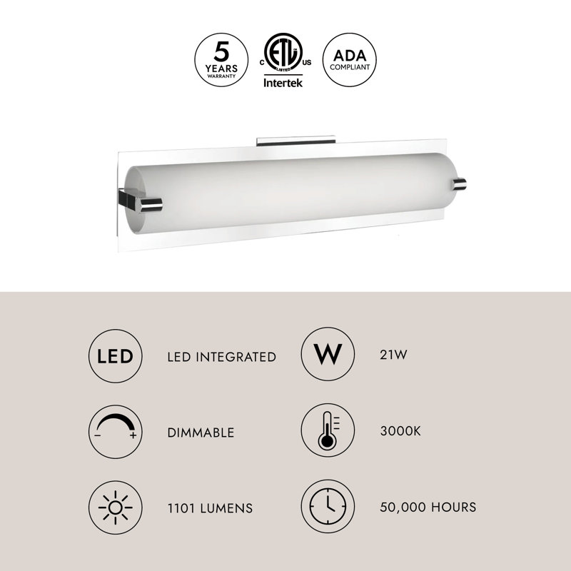 Lighthouse 1 - Light LED Bath Bar, Brushed Nickel