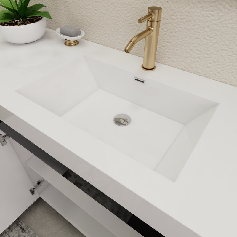 Ensemble de meuble-lavabo simple 59 "avec tiroirs et portes, Noir lustré
