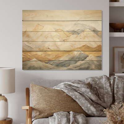 Harmonie alpine I - montagnes, art sur bois de pin naturel