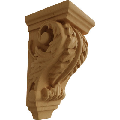2 1/4"W x 2 1/4"D x 4 1/4"H Extra Small Acanthus Wood Corbel, Alder (6-Pack)