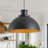 1-Sand black round dimmable iron pendant light