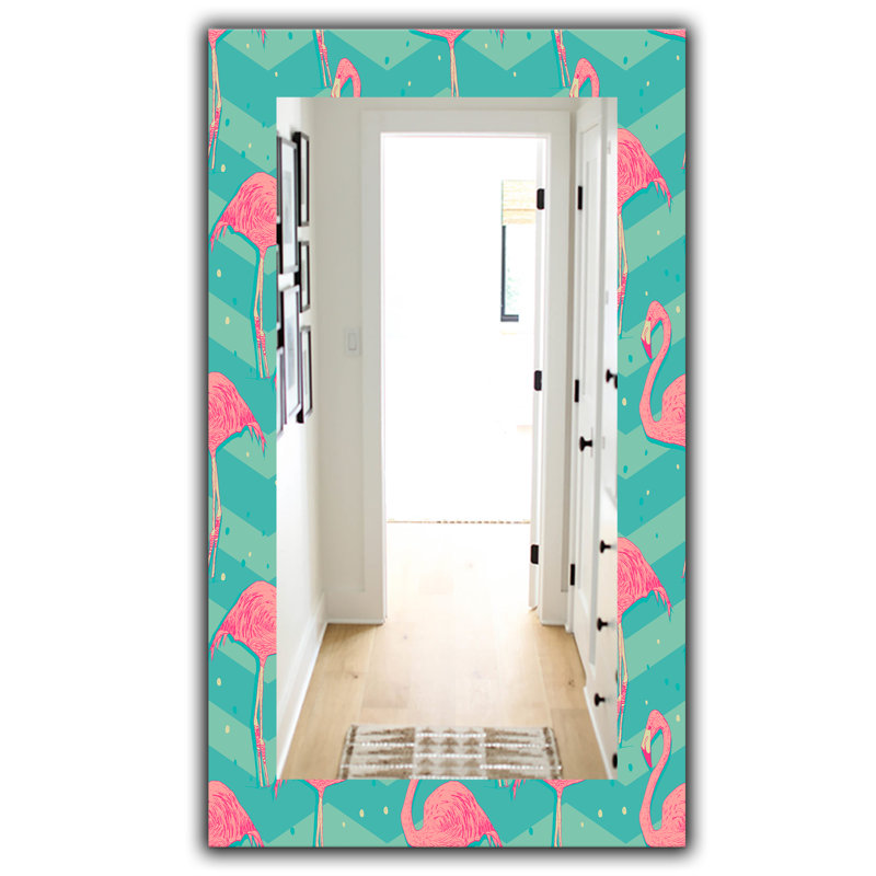 Miroir mural traditionnel flamant rose 1, H 39,4 po x l 29,5 po