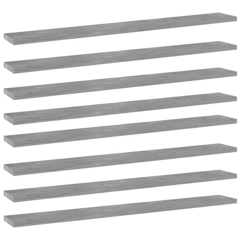 Bookshelf Boards 8 pcs Engineered Wood, Gray, (8 Shelves) 0.6" H x 31.5" W x 3.9" D