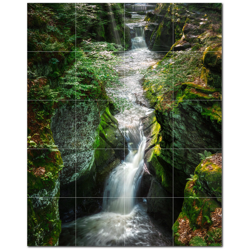 Murale en céramique satinée 8 "x 8" Waterfalls Photo