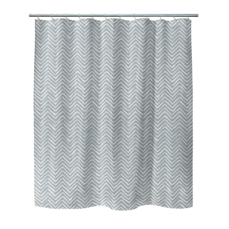 Chevron Snug Ultra-Thin Lightweight Shower Curtain, Blue/Slate Blue