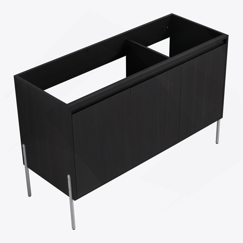 Meuble-lavabo autoportant 48 po avec portes à fermeture douce (ensemble KD) 48 po - évier inclus, Chêne foncé