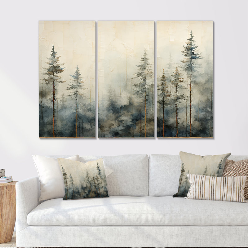 Forêt d'art de pin Minimalisme, Toile tendue, H 32 po x l 48 po x P 1 po