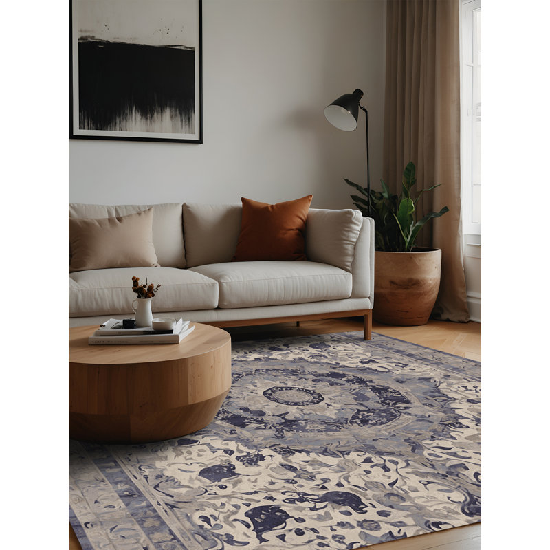 Machine Washable Gray Area Rug, Square 8'