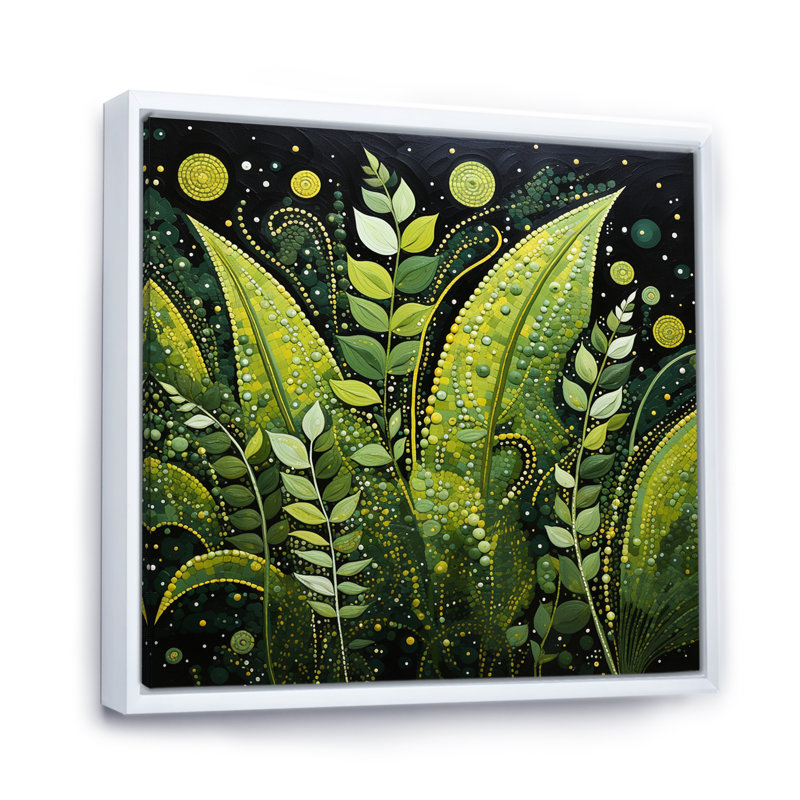 Ferns Plant Graceful Curves II - Floral Wall Decor, H 24 po x l 24 po x P 1 po, Cadre flottant blanc
