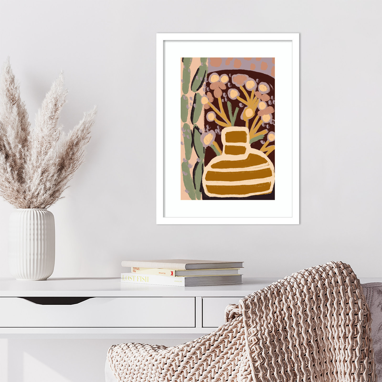 Pastel Impression by Treechild, 21" H x 16" W, White Framed