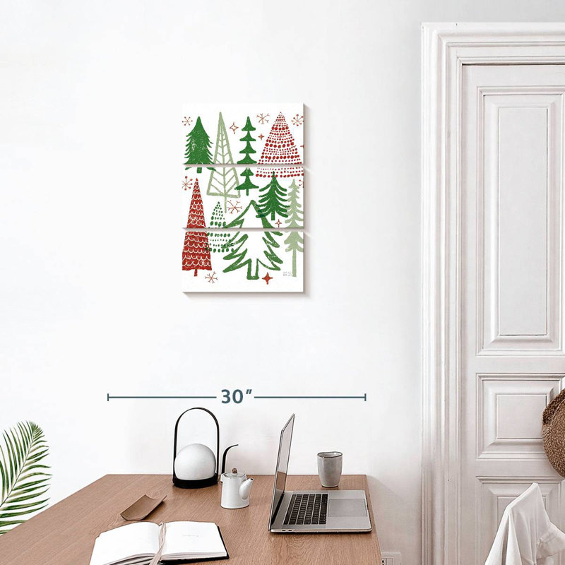 Lelend Merry Christmastime Trees White, 57" H x 36" W