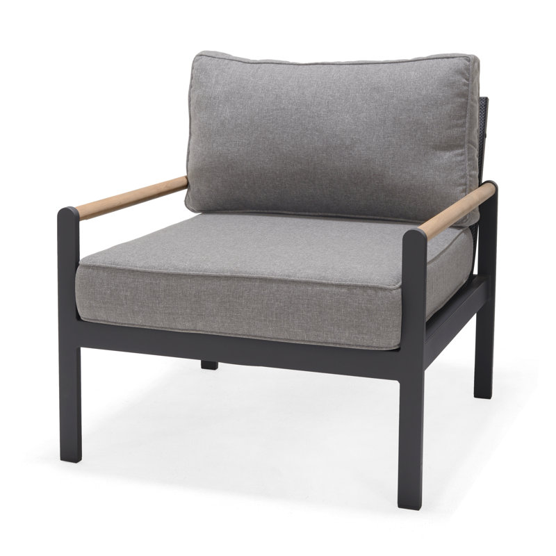 LifestyleGarden 1pc Bahamas FSC Teak and Aluminum Outdoor Patio Sofa Chair