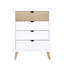 Commode de chambre blanche et naturelle avec tiroirs de rangement