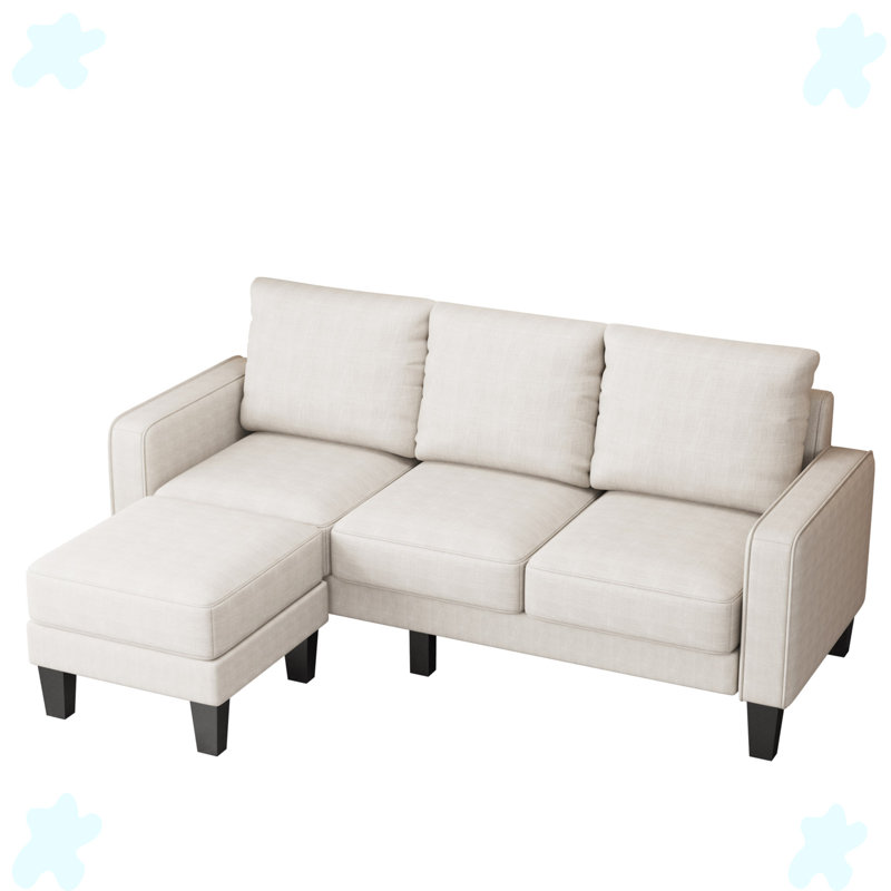 Canapé à accoudoirs carrés 75,12 po, Polyester beige