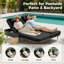 Lit de jour d'extérieur en osier pour 2 personnes, chaise longue de patio avec coussins et dossiers réglables à 6 positions-201494680