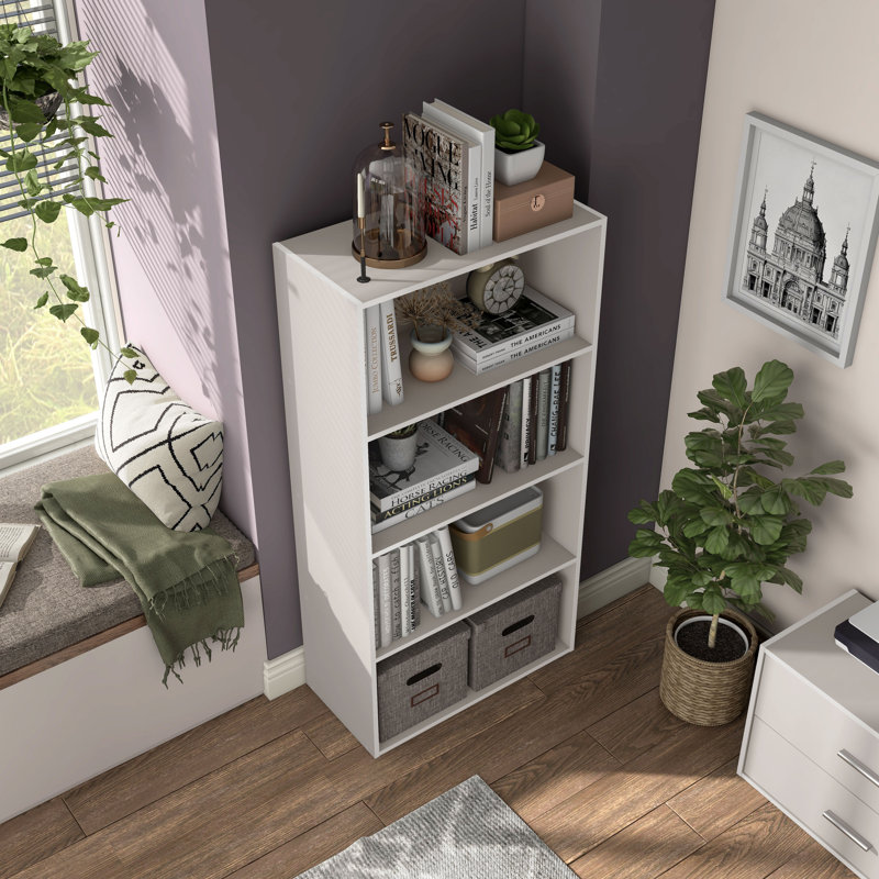 Bibliothèque de rangement modulable, 4 tablettes, Grège