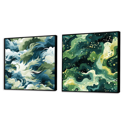 Cynne - Ensemble de 2 collages carrés abstraits