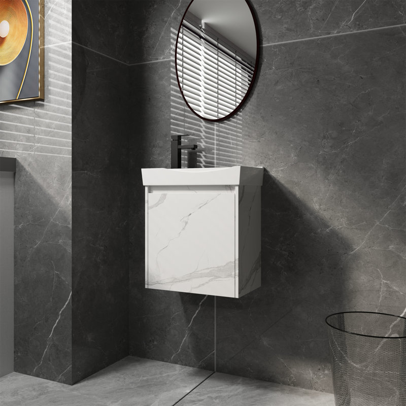 Wall-mounted Bathroom Vanity With Ceramic Sink