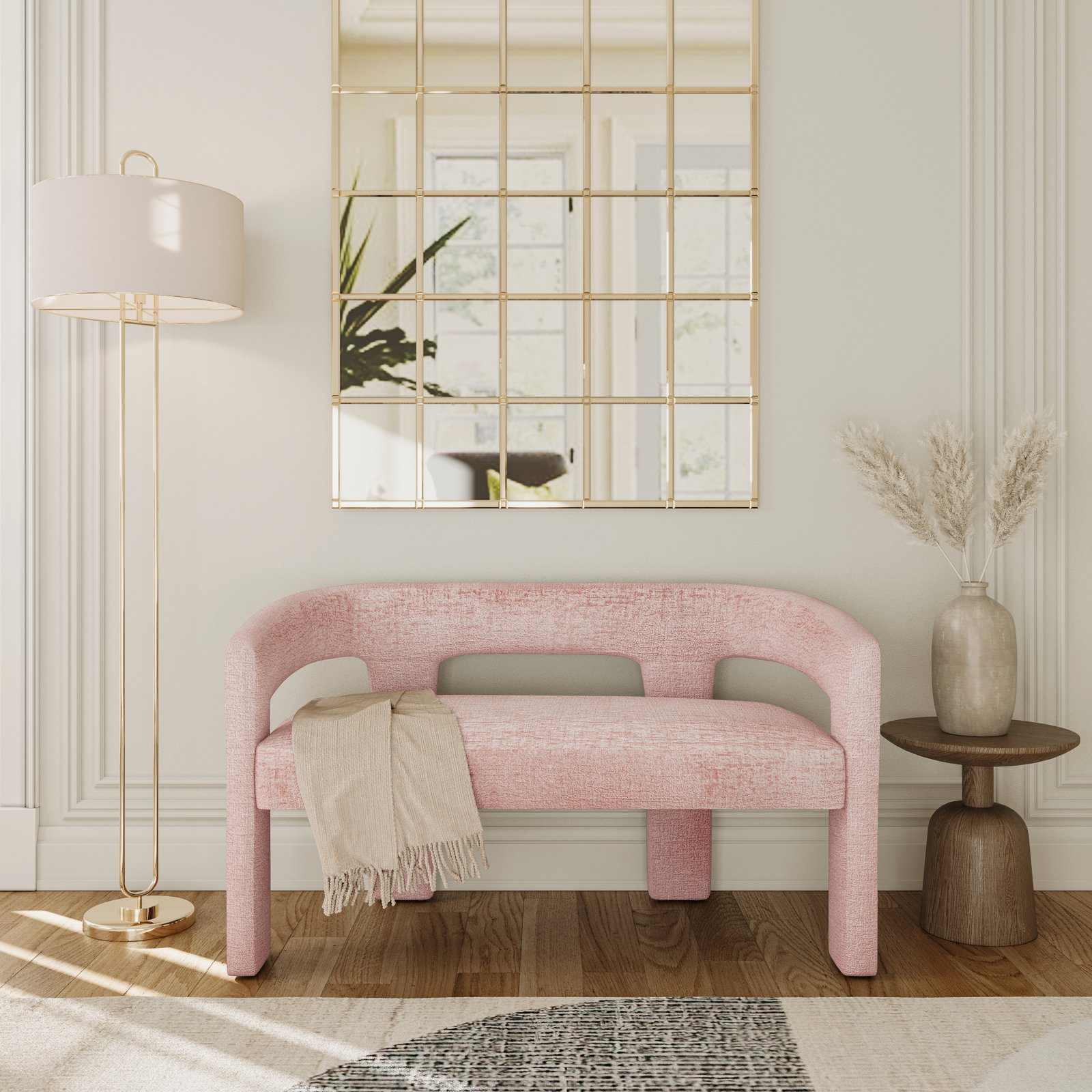 Anouchka Bench, Gwen Pink Microsuede