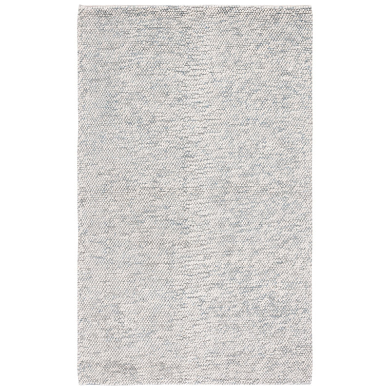 Tapis gris / ivoire à motif géométrique fabriqué à la main Almus, Rectangulaire 3 pi x 5 pi