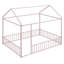 Structure de lit pleine grandeur en métal avec clôture, pour enfants, adolescents, filles, garçons, rose