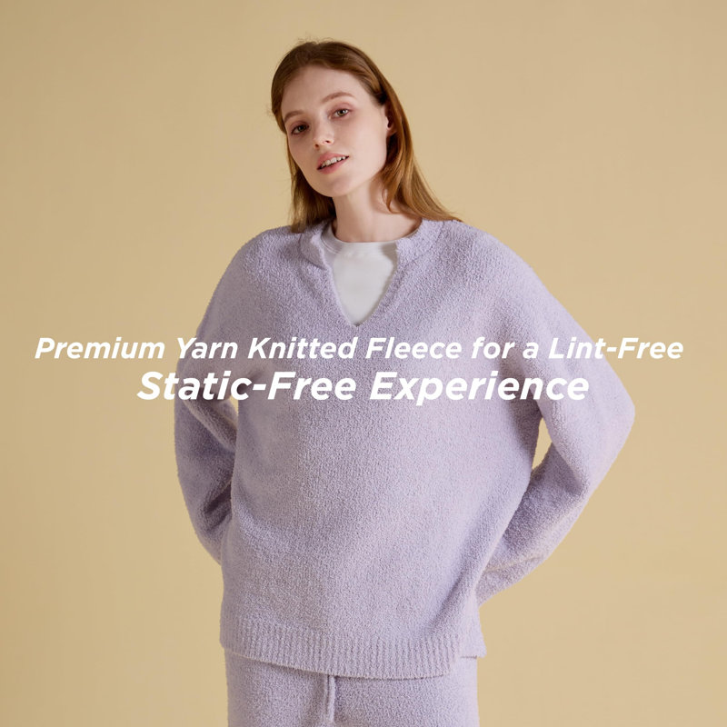 Literie pyjama d'hiver pour femme à manches longues, Mauve, L