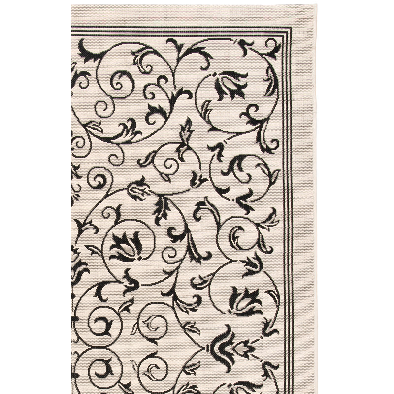 Arneshia Floral Sand/Black Indoor / Outdoor Area Indoor/Outdoor Area Rug, Rectangle 9' x 12'