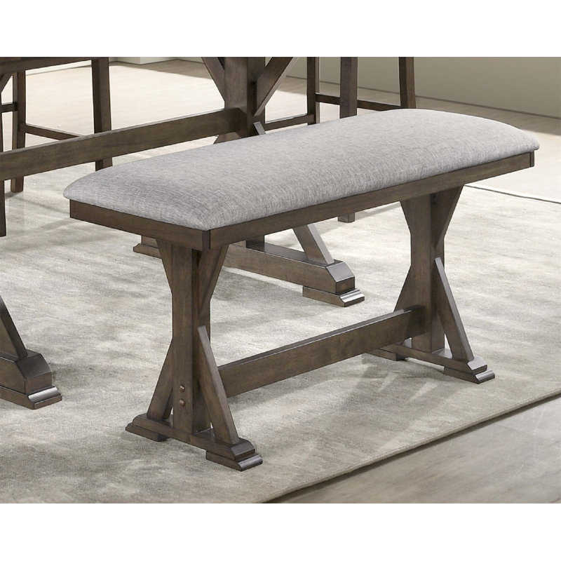 Banc de salle à manger rembourré rustique à hauteur de comptoir avec finition en bois riche, parfait pour des sièges confortables et élégants
