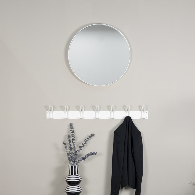 Steel Wall 7 - Hook Wall Mounted Coat Rack, White