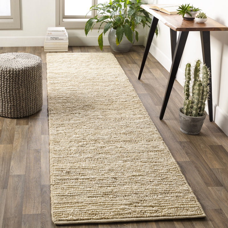 Tapis ivoire tissé à la main Khaja, Tapis de couloir 3 pi x 12 pi