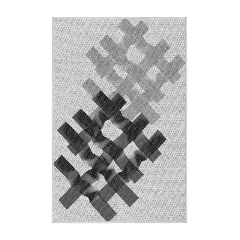Tapis noir/gris à motifs Royceton, Rectangle 4 pi x 6 pi