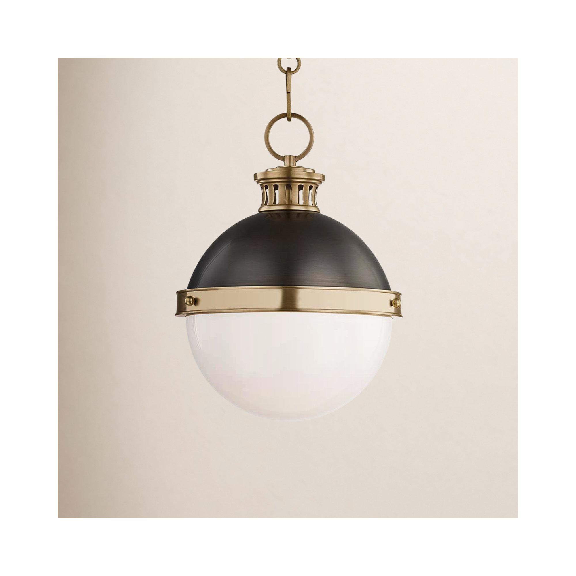 Adrianne Single Light Glass Pendant, Aged/Antique Distressed Bronze