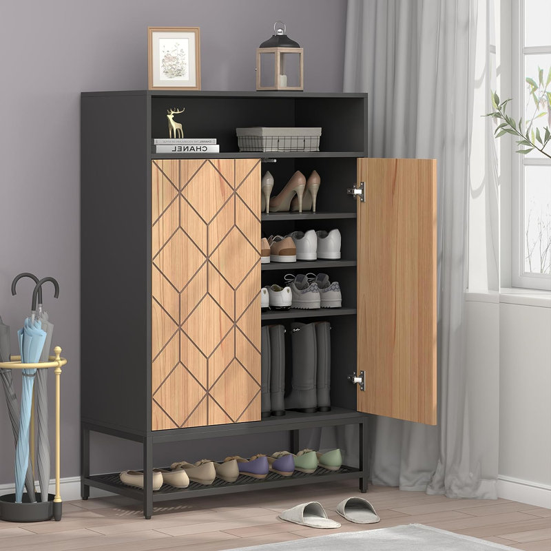 24 Pair Shoe Storage Cabinet, Black