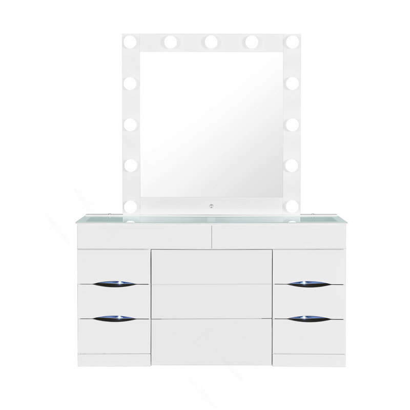 Ensemble coiffeuse blanche avec tabouret